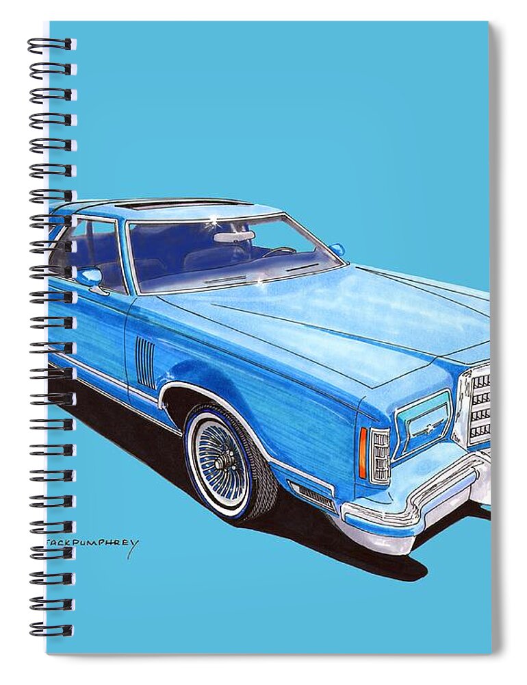 1979 Ford Thunderbird Spiral Notebook featuring the painting 1979 Thunderbird Tee Shirt Art by Jack Pumphrey