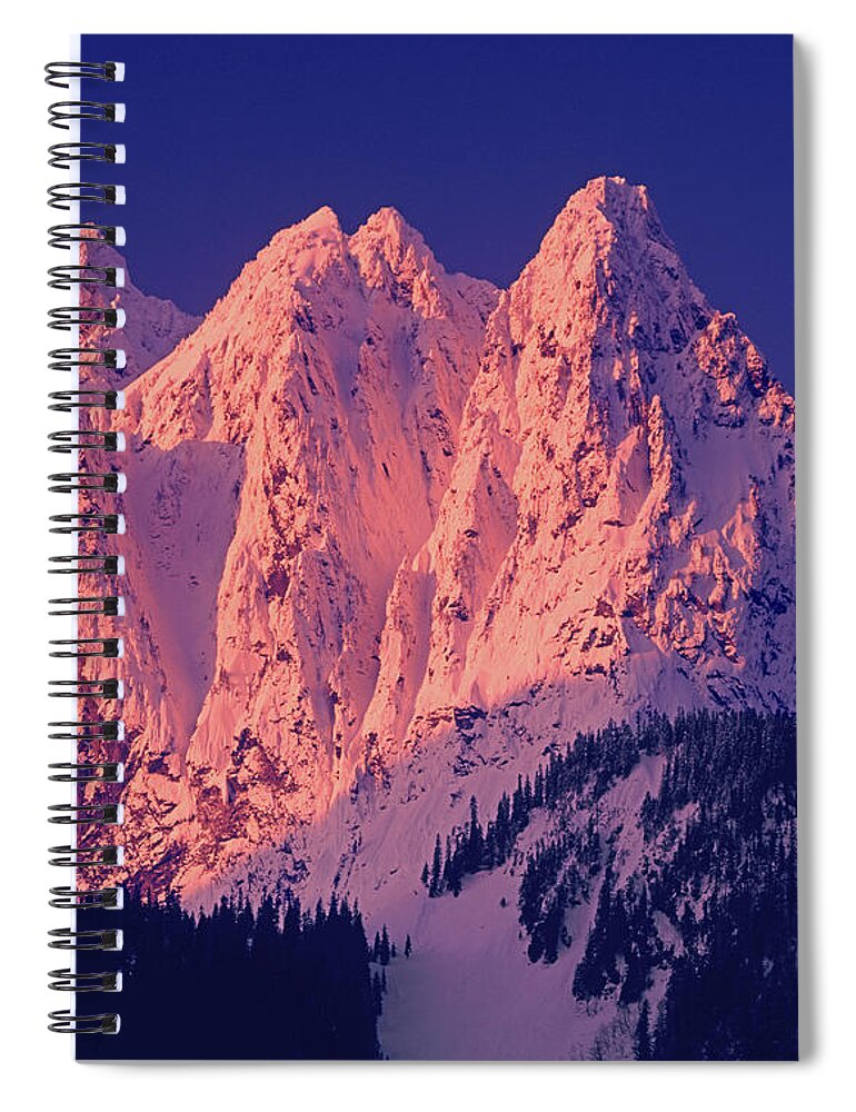 Mt. Index Spiral Notebook featuring the photograph 1M4503-A Three Peaks of Mt. Index at Sunrise by Ed Cooper Photography