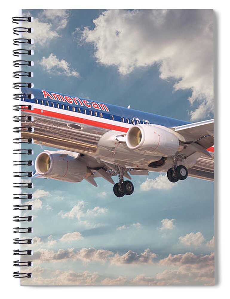 American Airlines Spiral Notebook featuring the digital art American Airlines Boeing 737 #2 by Airpower Art
