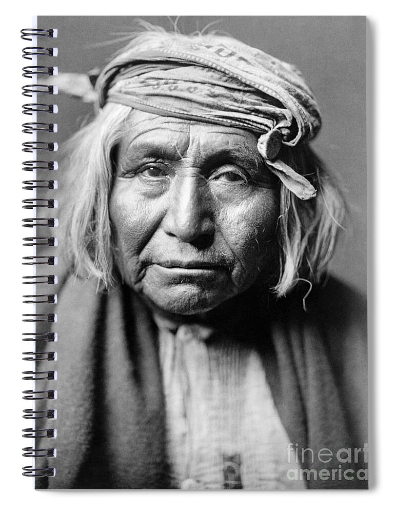 1906 Spiral Notebook featuring the photograph APACHE MAN, c1906 by Edward Curtis