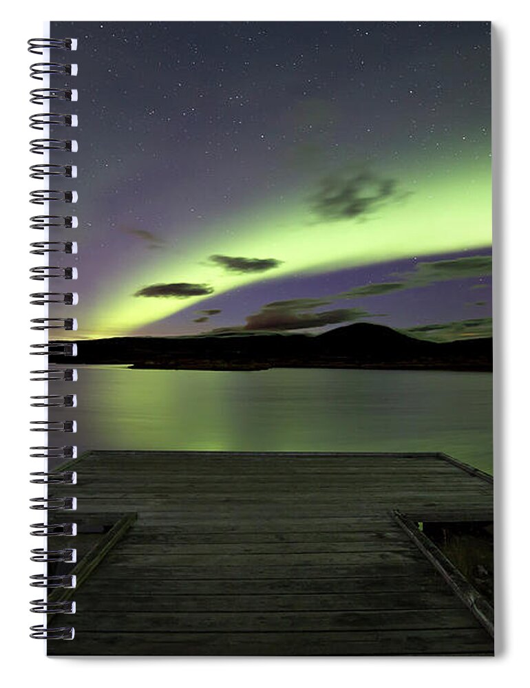 29.09.16 Spiral Notebook featuring the photograph Aurora Borealis Over thingvellir iceland #2 by Gunnar Orn Arnason