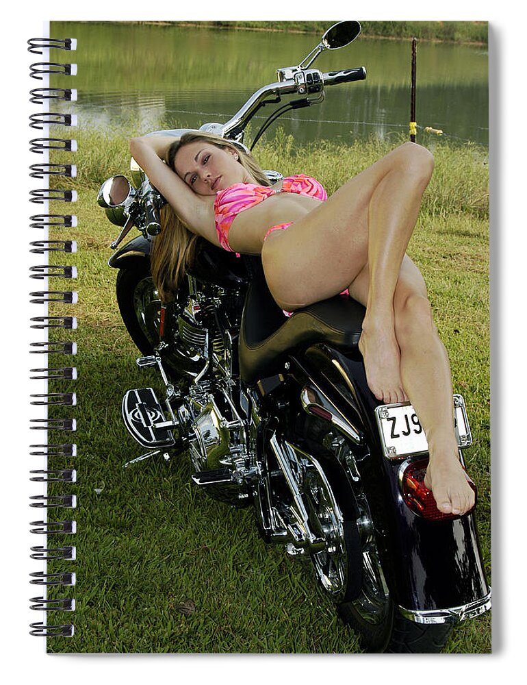  Spiral Notebook featuring the photograph Bikes and Babes #2 by Clayton Bruster