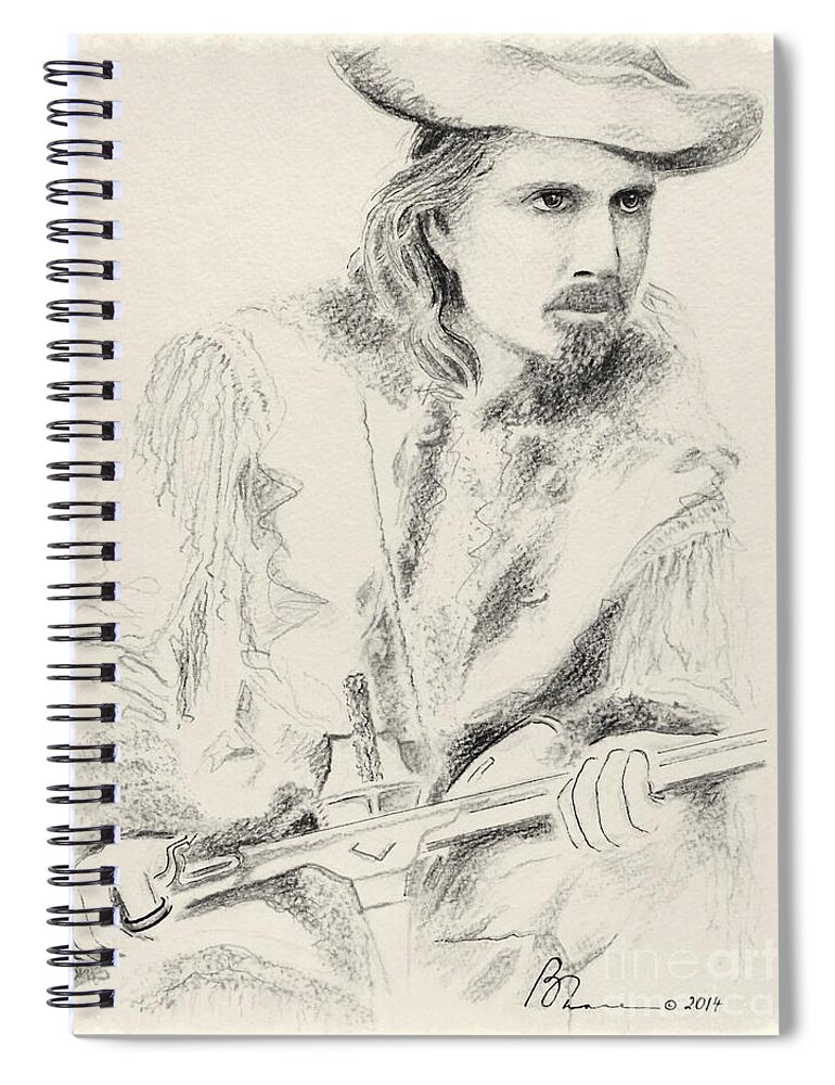 William F Cody Spiral Notebook featuring the drawing Buffalo Bill #2 by Barbara Chase