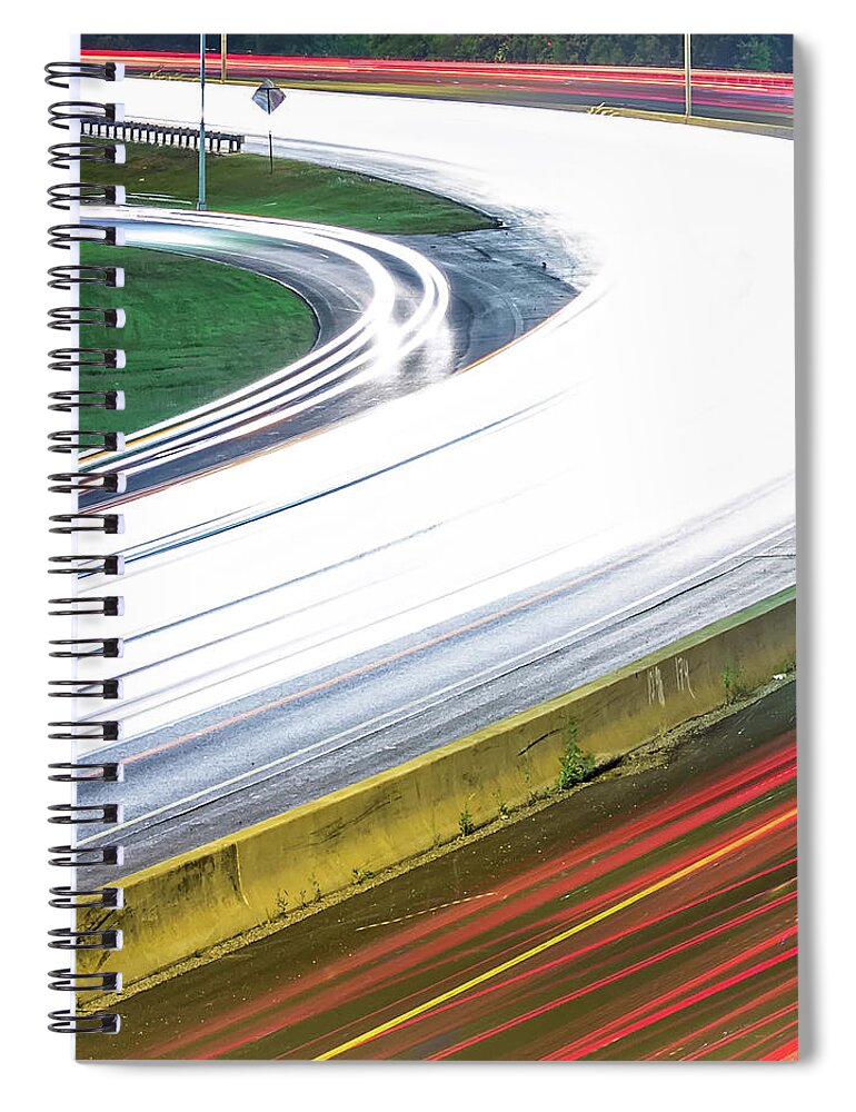 Co2 Spiral Notebook featuring the photograph Cars Traffic Commute On Highway At Night #2 by Alex Grichenko