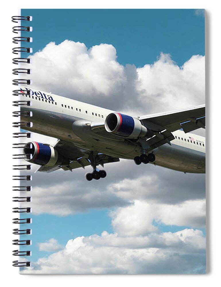 Delta Spiral Notebook featuring the digital art Delta AIrlines Boeing 767 by Airpower Art