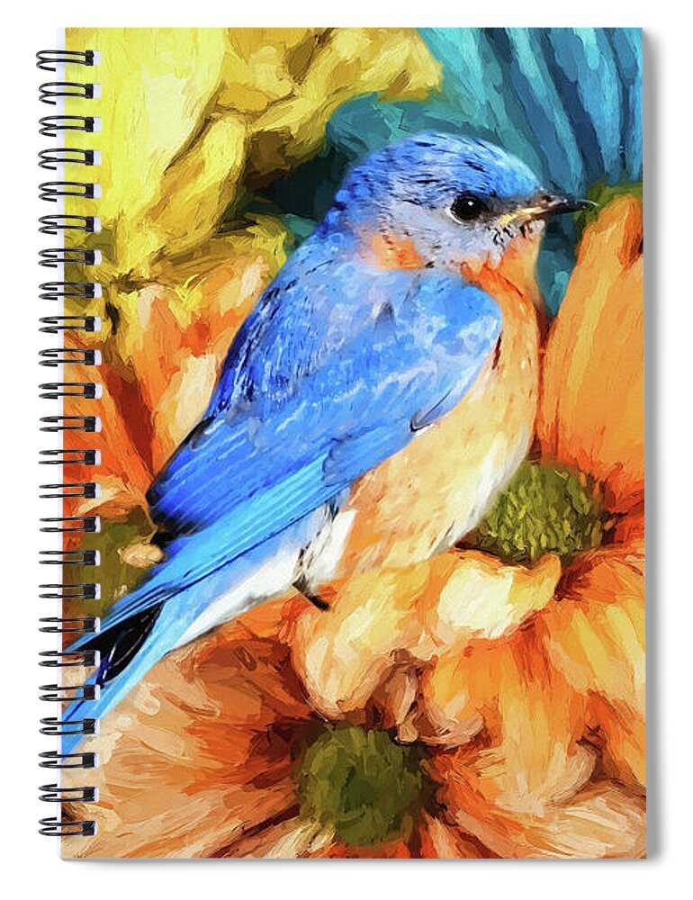 Bluebird Spiral Notebook featuring the painting Eastern Bluebird by Tina LeCour