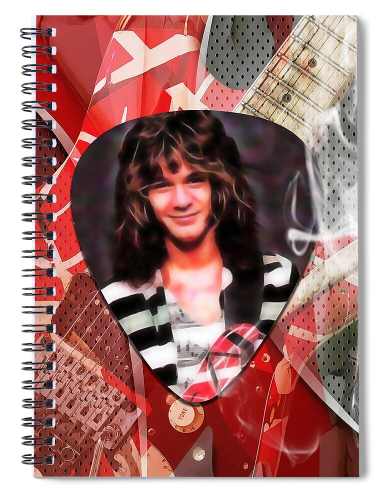 Van Halen Spiral Notebook featuring the mixed media Eddie Van Halen Art #3 by Marvin Blaine