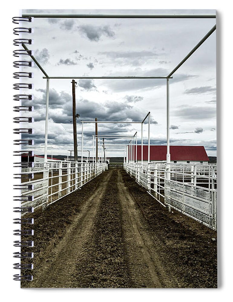 Corrals Spiral Notebook featuring the photograph Empty Corrals #2 by Mountain Dreams
