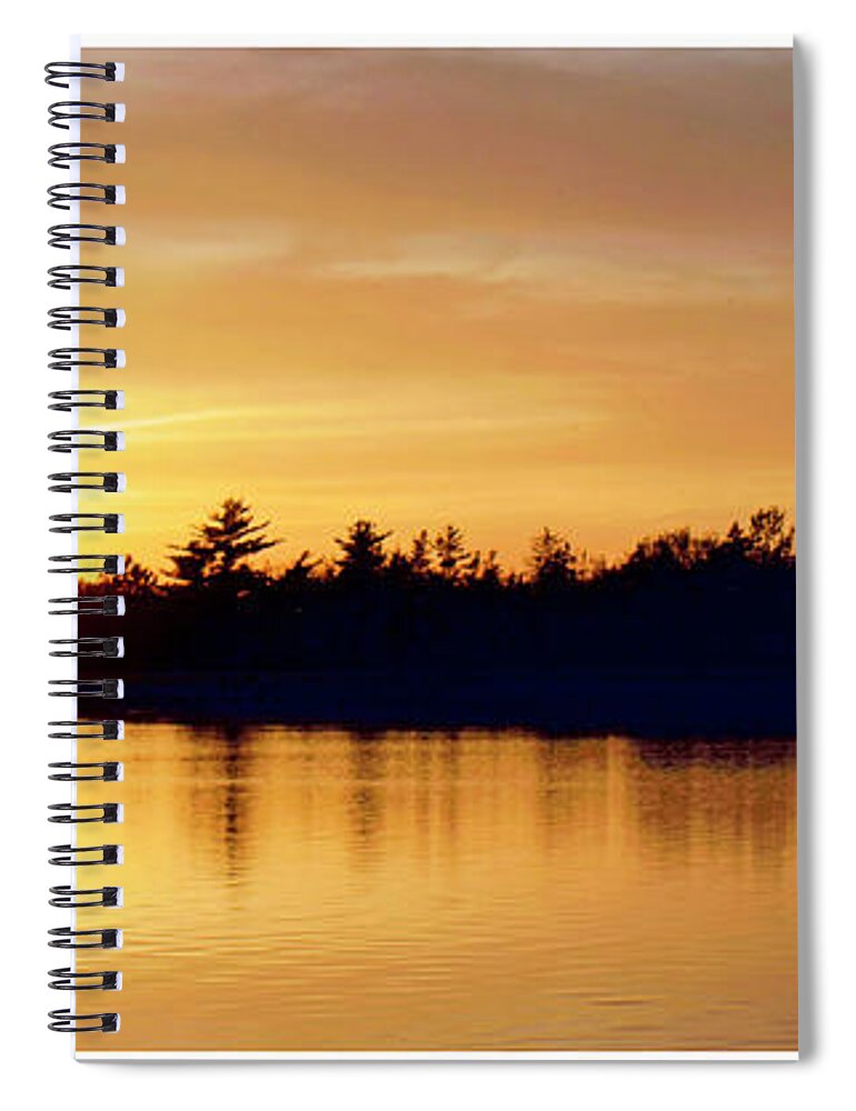 Fishermen Spiral Notebook featuring the photograph Fishermen on a Lake at Sunset #2 by A Macarthur Gurmankin