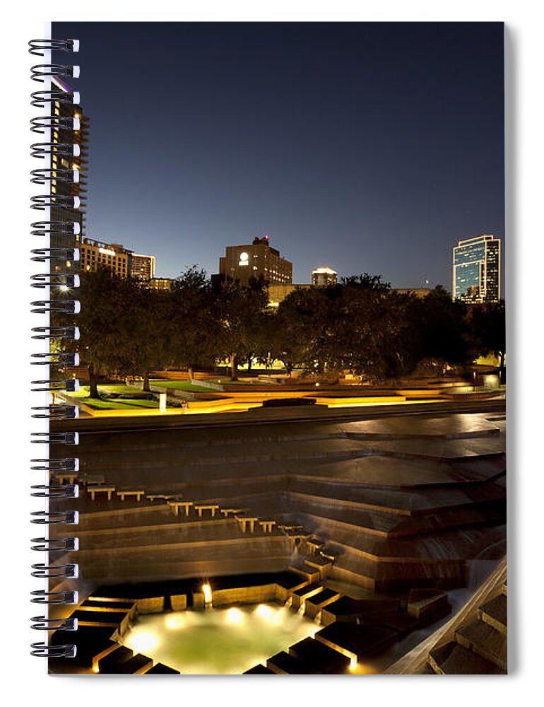 Nighttime Spiral Notebook featuring the photograph Ft Worth Water Gardens #2 by Anthony Totah