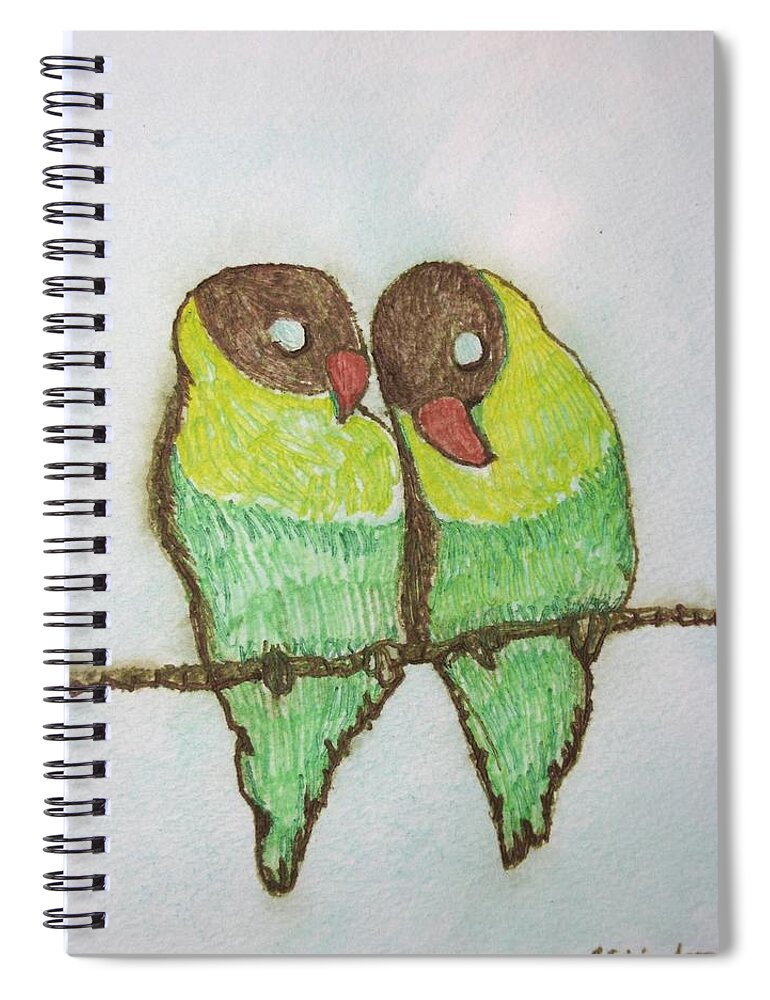 Birds Spiral Notebook featuring the painting Love Birds #2 by Patricia Arroyo