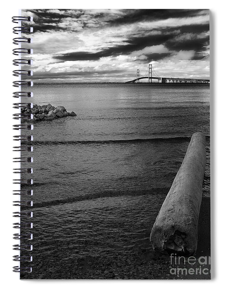 Mackinac Spiral Notebook featuring the photograph Mackinac Bridge - Infrared 01 by Larry Carr