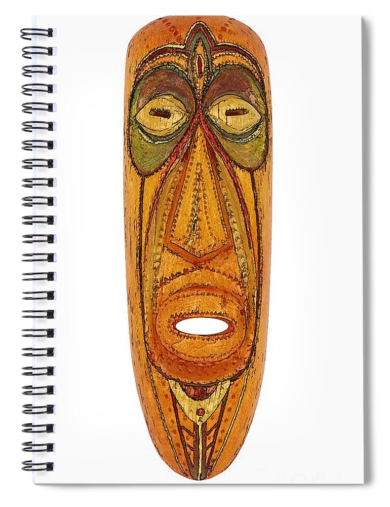 Africa Spiral Notebook featuring the mixed media Mask #2 by Michal Boubin