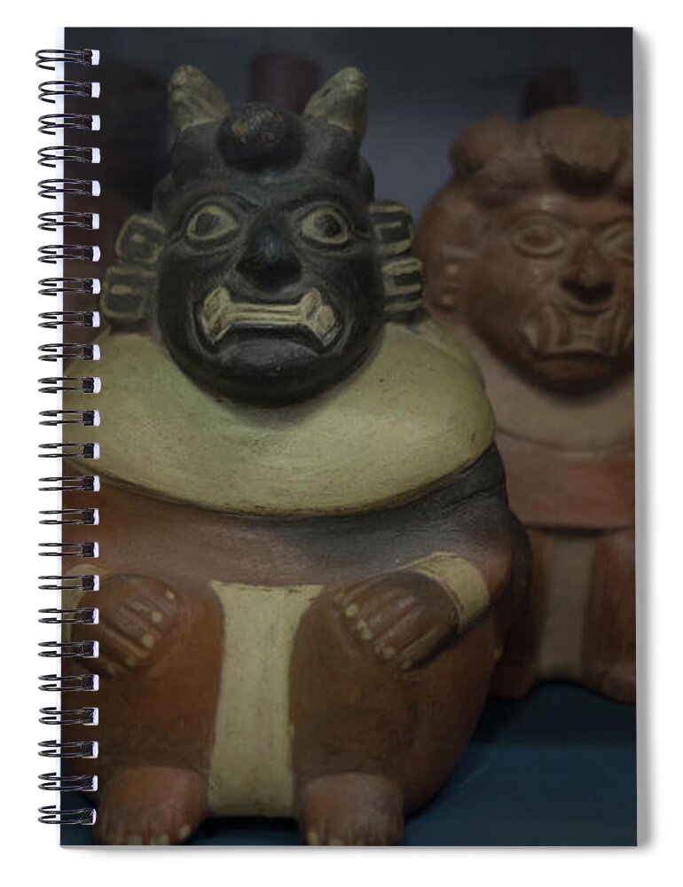 Artifacts Spiral Notebook featuring the digital art Museo Larco Artifacts #2 by Carol Ailles