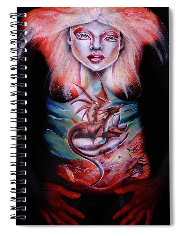 Dragon Spiral Notebook featuring the photograph Painful Release #1 by Angela Rene Roberts and Cully Firmin