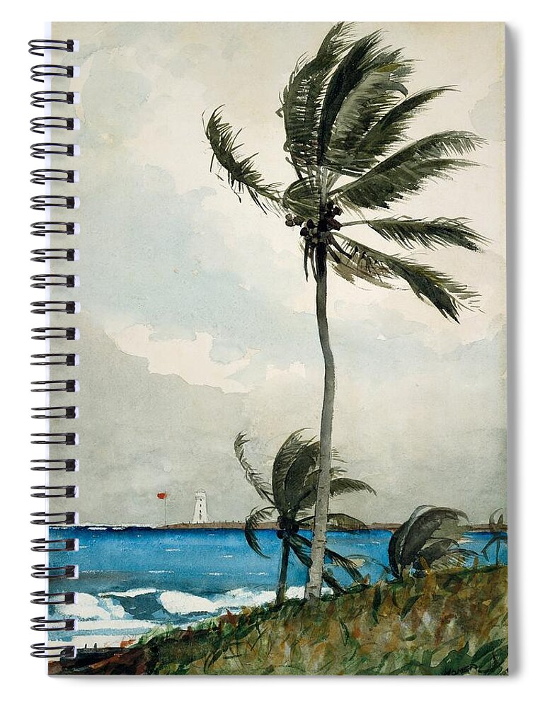 Winslow Homer Spiral Notebook featuring the painting Palm Tree Nassau #1 by Winslow Homer