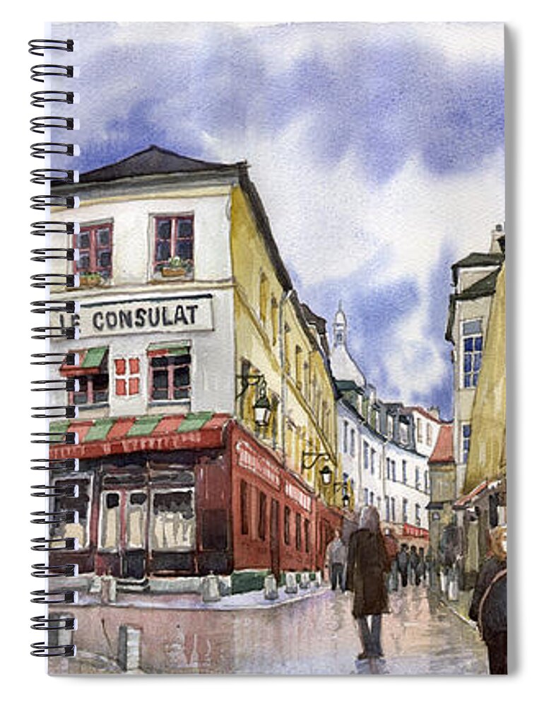 Watercolour Spiral Notebook featuring the painting Paris Montmartre by Yuriy Shevchuk