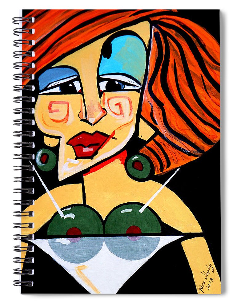 Picasso By Nora Spiral Notebook featuring the painting Big Boobs Picasso By Nora by Nora Shepley