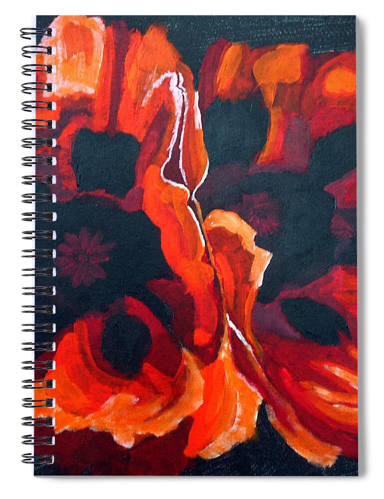 Poppies Spiral Notebook featuring the painting 2 Poppies by Richard Le Page