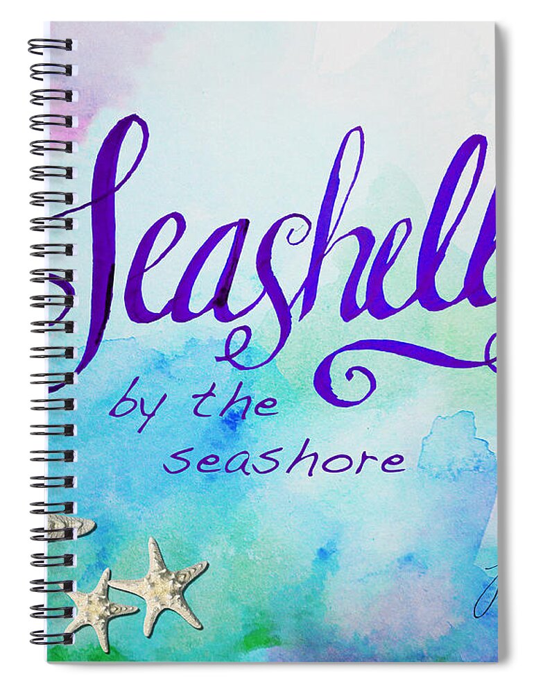 Print Spiral Notebook featuring the painting Seashells by Jan Marvin #1 by Jan Marvin