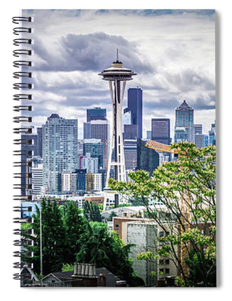 Seattle Spiral Notebook featuring the photograph Seattle Washington City Skyline From Kerry Park #2 by Alex Grichenko