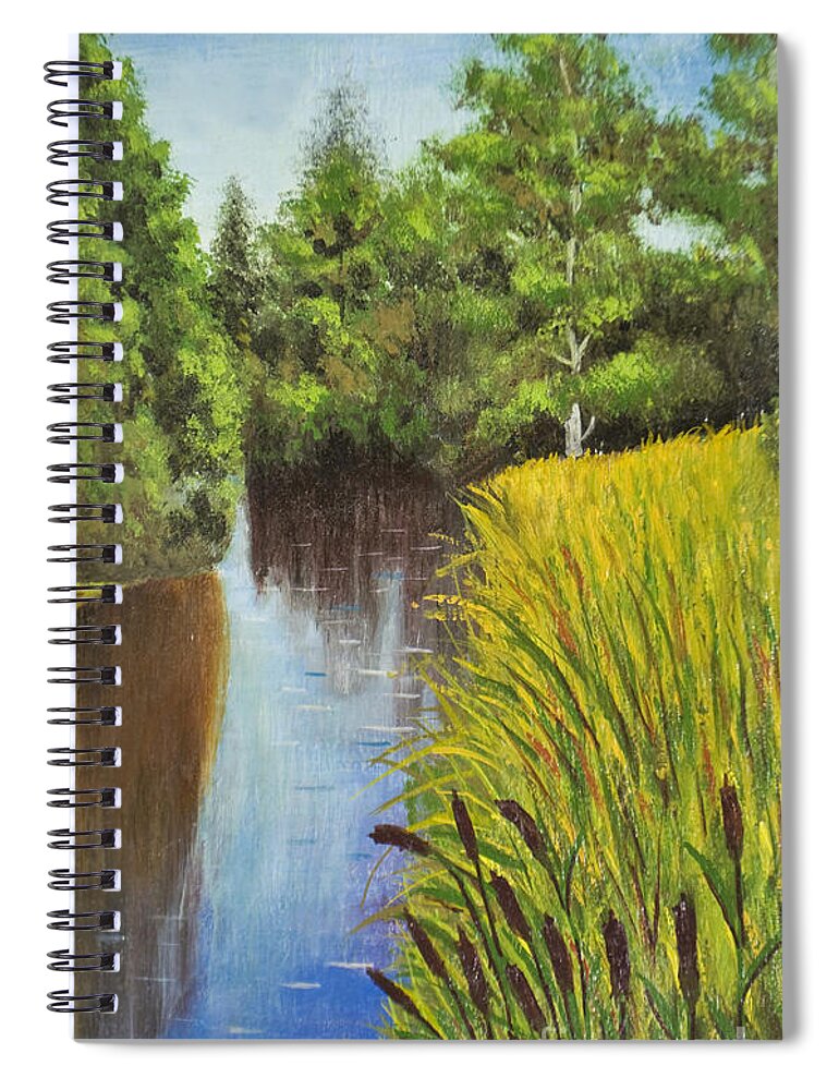 Art Spiral Notebook featuring the painting Summer landscape, painting #2 by Irina Afonskaya
