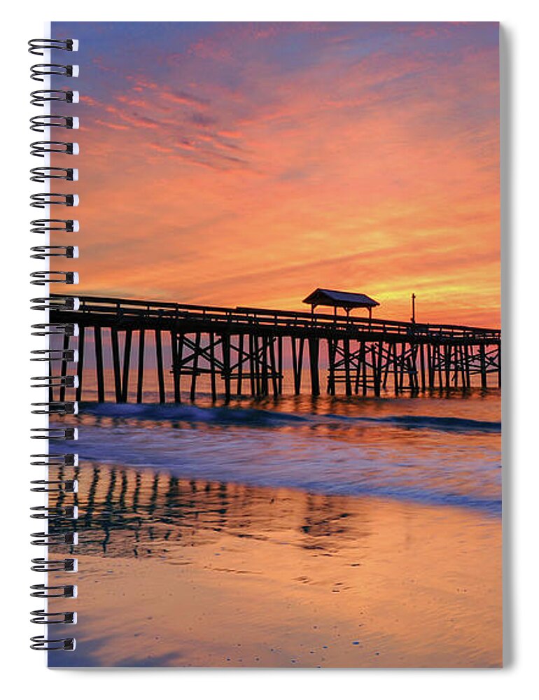 Sunrise Spiral Notebook featuring the photograph Sunrise At The Pier #2 by Scott Moore