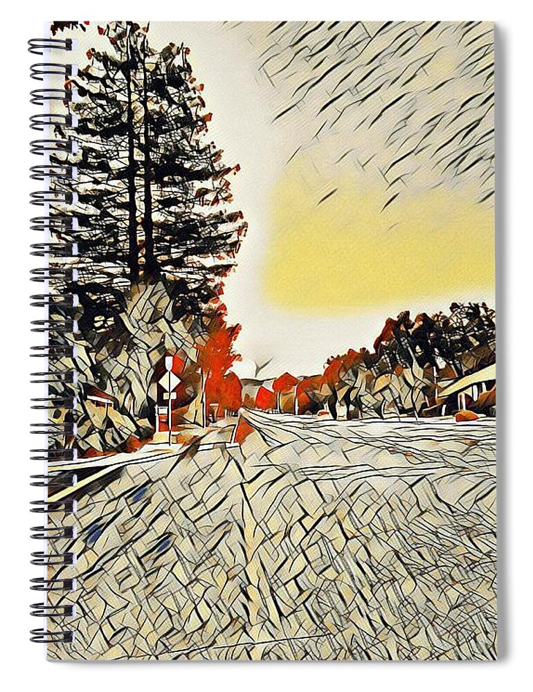 Sun Spiral Notebook featuring the mixed media Sunrise #2 by Steven Wills