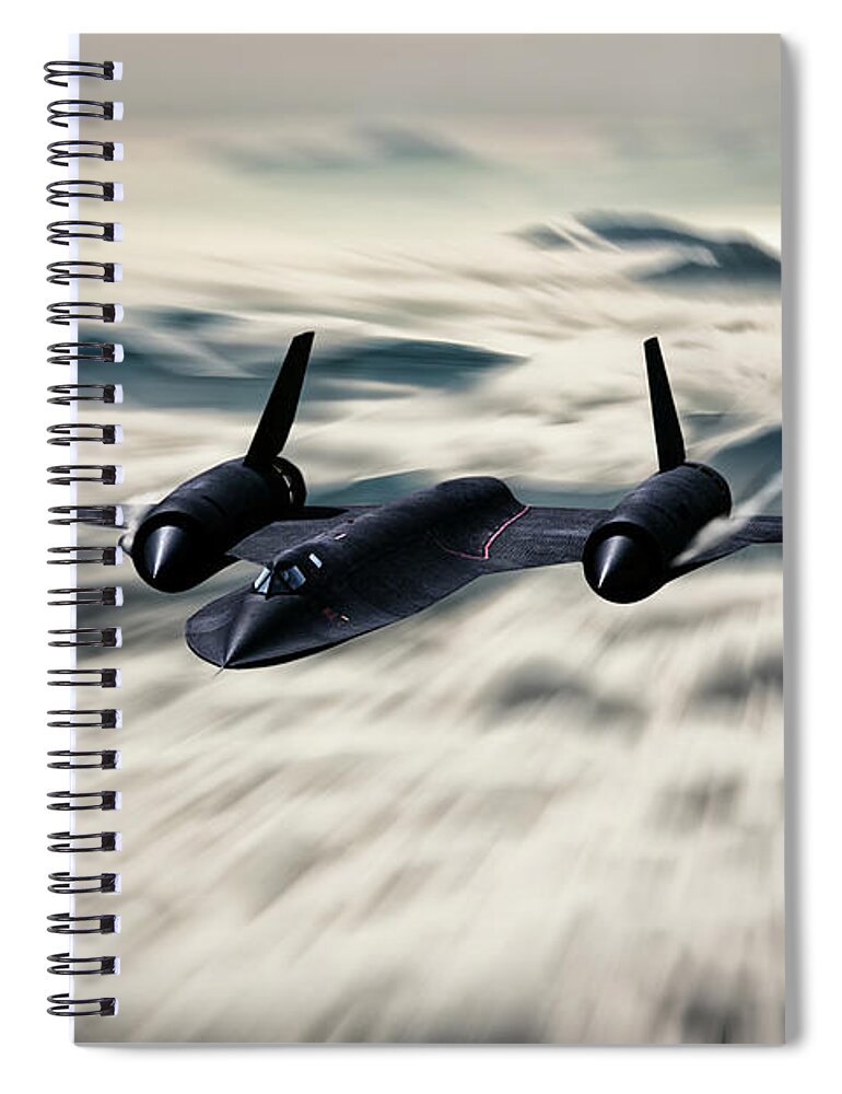 Sr-71 Spiral Notebook featuring the digital art The Blackbird by Airpower Art