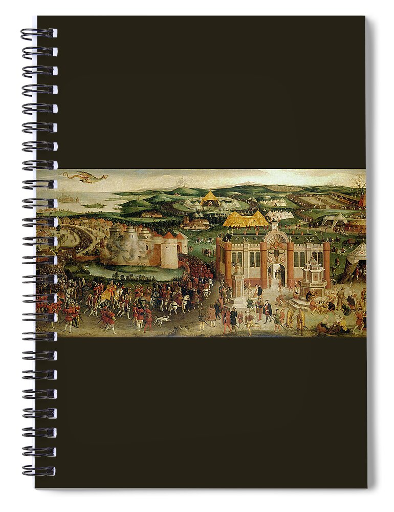 British School Spiral Notebook featuring the painting The Field of the Cloth of Gold #2 by MotionAge Designs