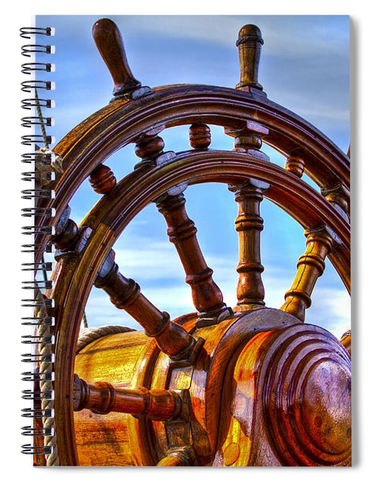 Boats Spiral Notebook featuring the photograph The Helm #1 by Debra and Dave Vanderlaan