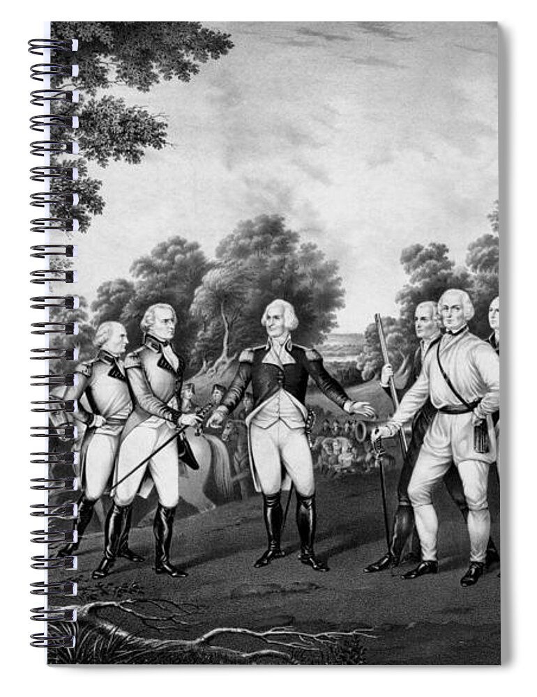 Revolutionary War Spiral Notebook featuring the drawing The Surrender of General Burgoyne #1 by War Is Hell Store