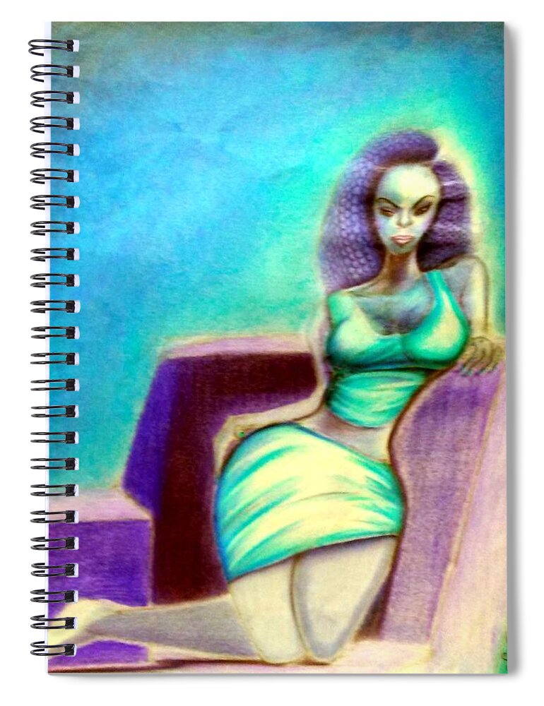 Black Art Spiral Notebook featuring the drawing Untitled #2 by Donald Cnote Hooker