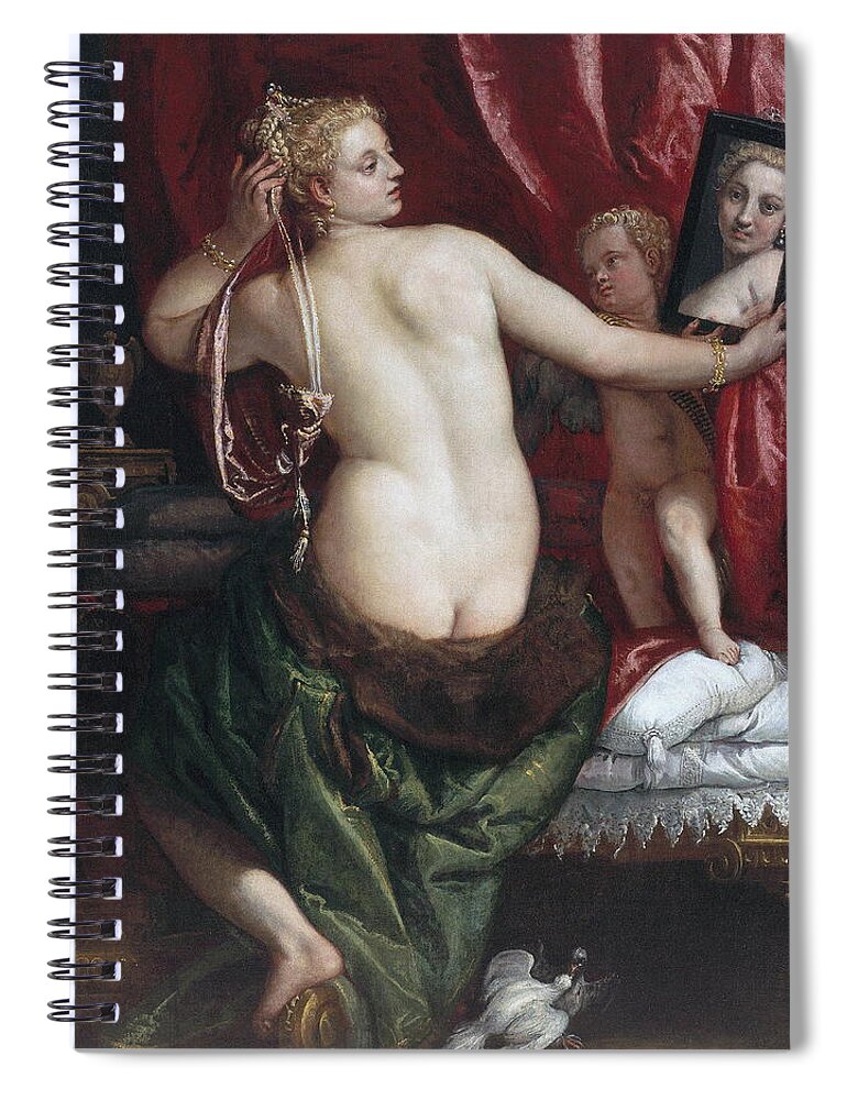 Paolo Veronese Spiral Notebook featuring the painting Venus with a Mirror by Paolo Veronese