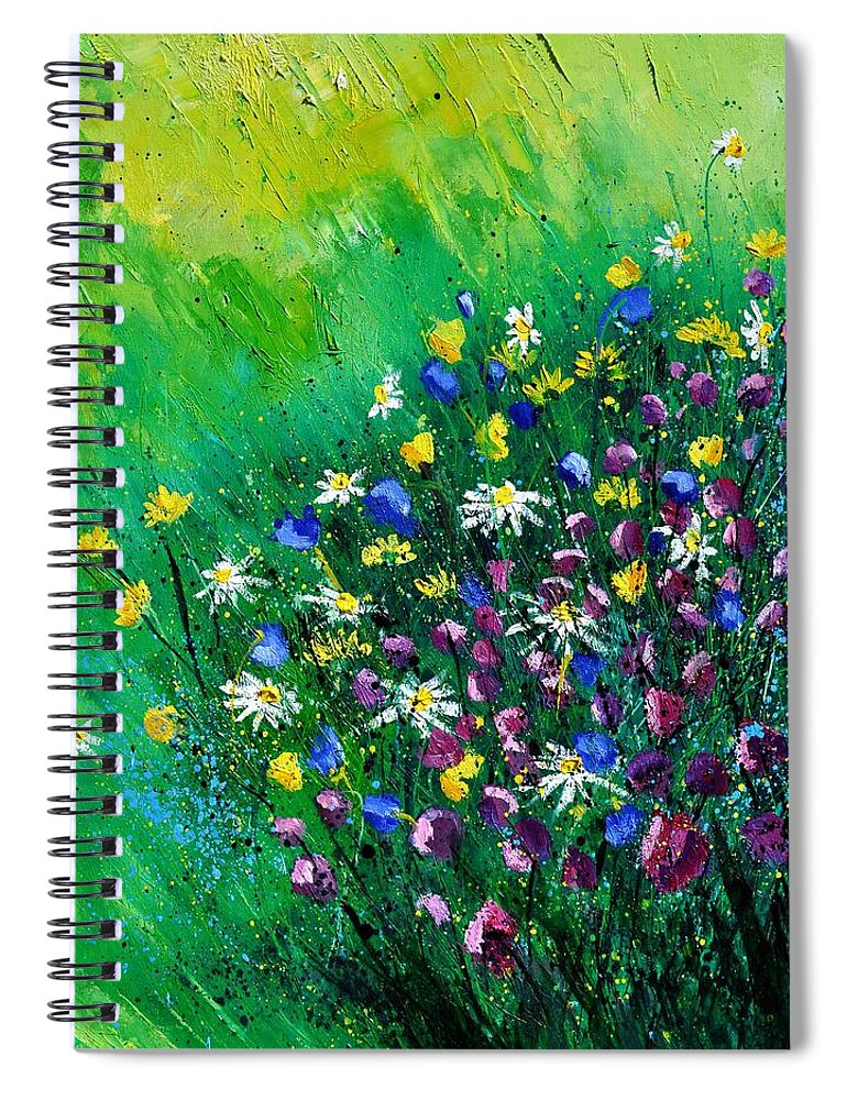Flowers Spiral Notebook featuring the painting Wild Flowers by Pol Ledent