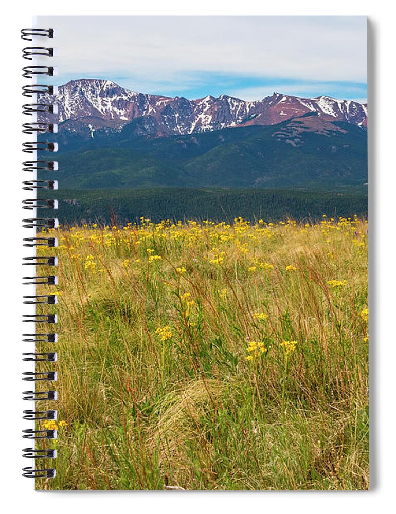 Wildflowers Spiral Notebook featuring the photograph Wildflowers and Pikes Peak #2 by Steven Krull
