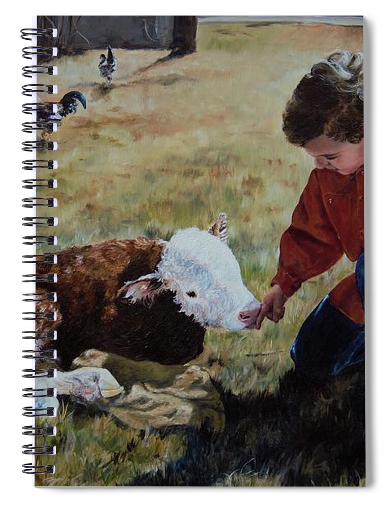 Calf Spiral Notebook featuring the painting 20 Minute Orphan by Lori Brackett