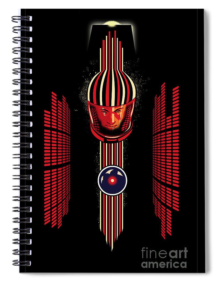 Space Spiral Notebook featuring the painting 2001 Spaceman by Sassan Filsoof