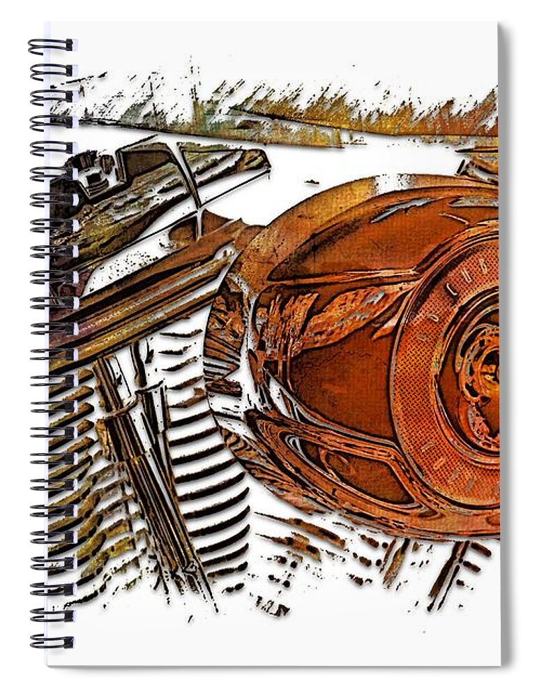 3d Spiral Notebook featuring the photograph 2007 Harley C 01 Earthy Rainbow 3 Dimensional by DiDesigns Graphics