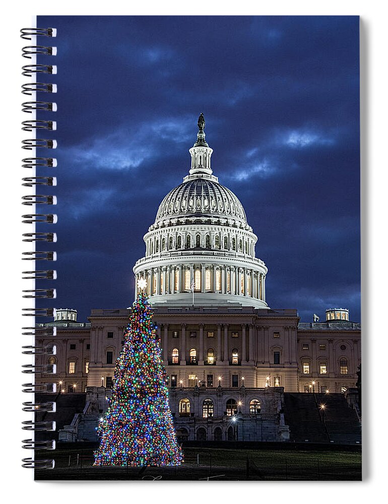 Christmas Tree Spiral Notebook featuring the photograph 2017 Capitol Tree by Erika Fawcett