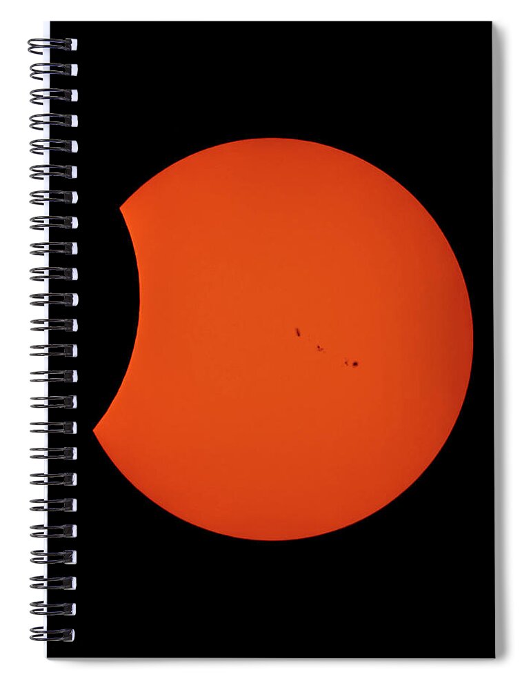 Terry D Photography Spiral Notebook featuring the photograph 2017 Partial Solar Eclipse from New Jersey at 350 by Terry DeLuco
