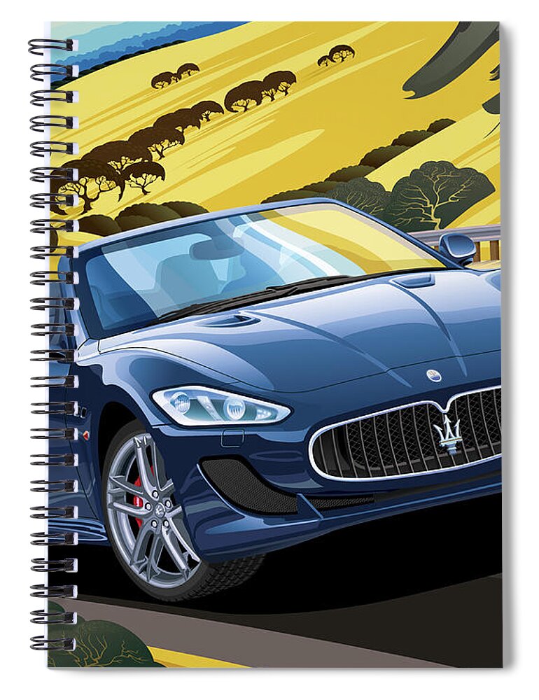 2018 Maserati Granturismo Convertible Spiral Notebook featuring the digital art 2018 Maserati GranTurismo Convertible by Garth Glazier