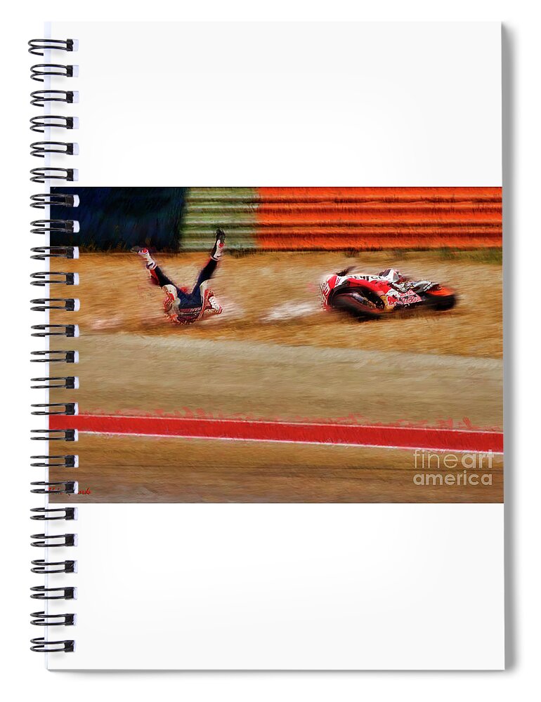 Marc Marquez Spiral Notebook featuring the photograph 2018 Motogp Marc Marquez A Upside Down Moment by Blake Richards