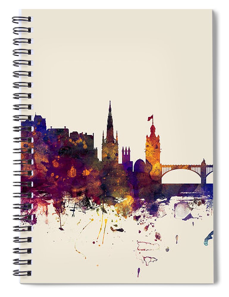 City Spiral Notebook featuring the digital art Edinburgh Scotland Skyline #21 by Michael Tompsett