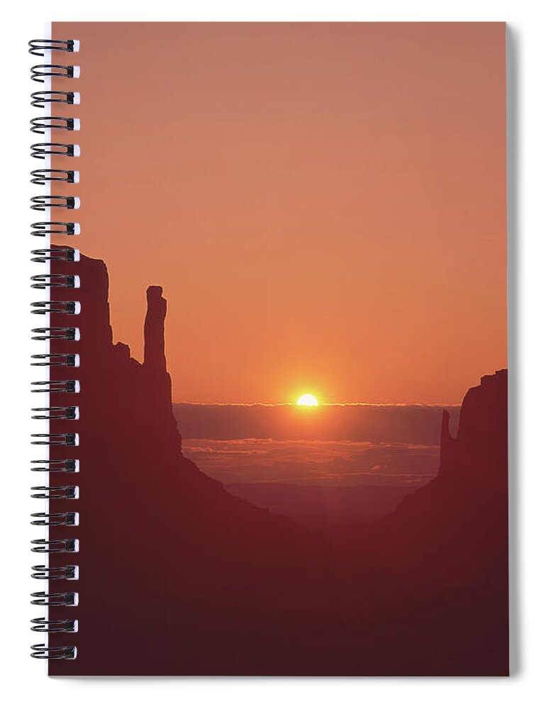 Sunrise Spiral Notebook featuring the photograph 213101 Sunrise Monument Valley AZ UT by Ed Cooper Photography
