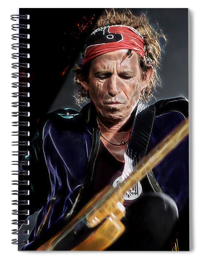 Keith Richards Spiral Notebook featuring the mixed media Keith Richards Collection #16 by Marvin Blaine