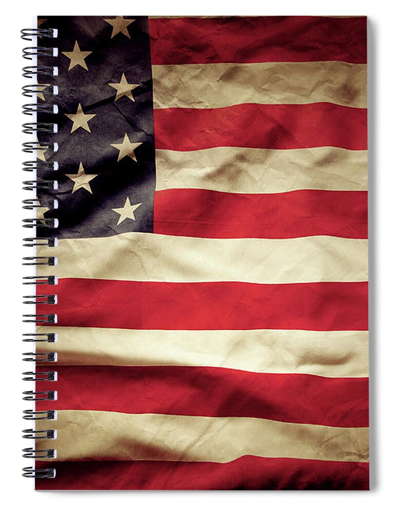 Flag Spiral Notebook featuring the photograph American flag 11 by Les Cunliffe