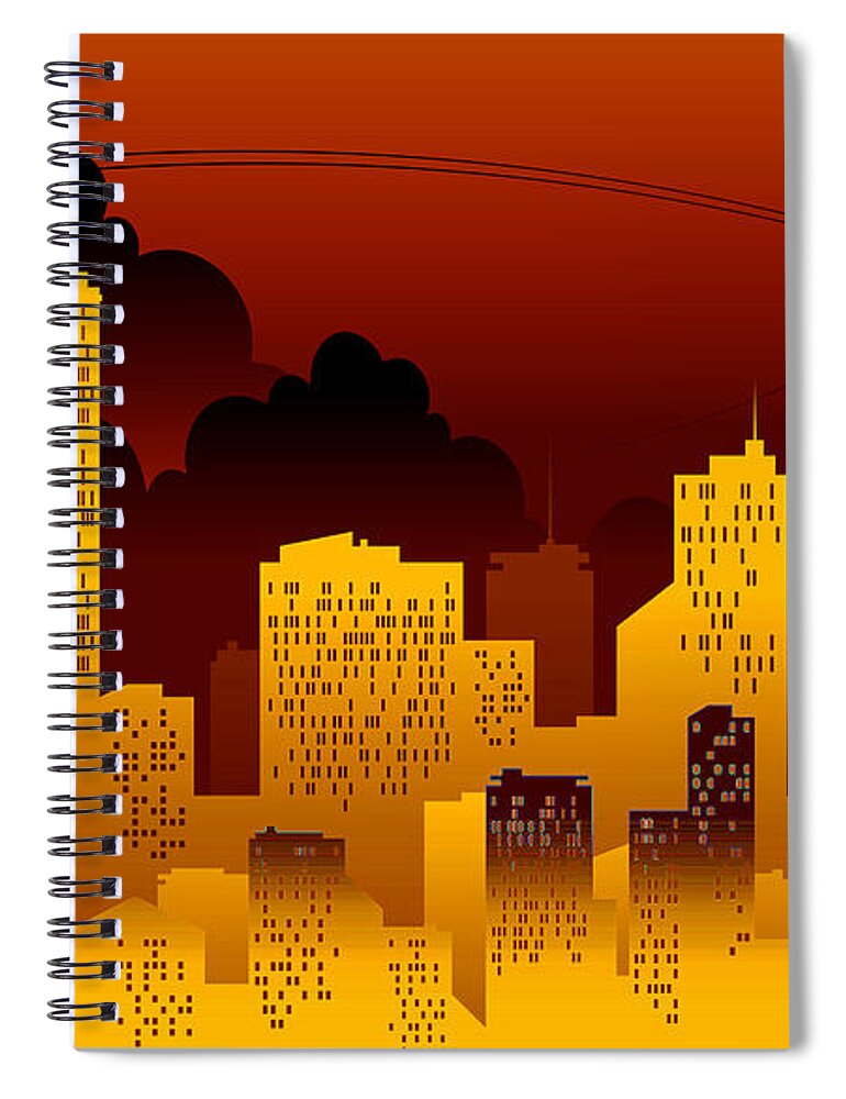 City Spiral Notebook featuring the digital art City #25 by Maye Loeser