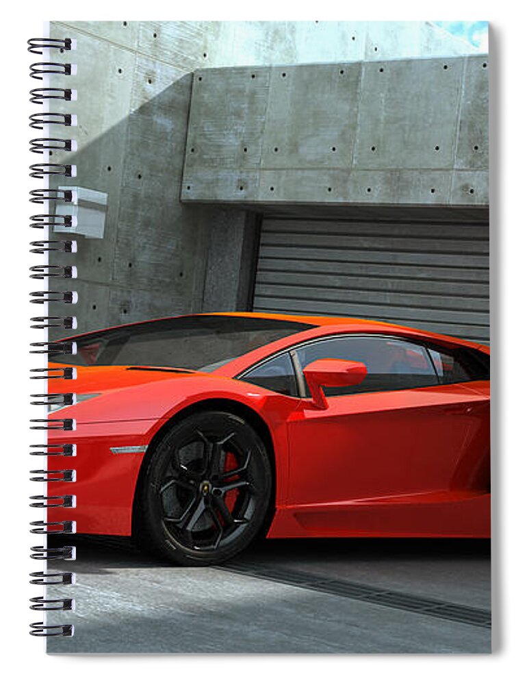 Lamborghini Spiral Notebook featuring the digital art Lamborghini #28 by Super Lovely