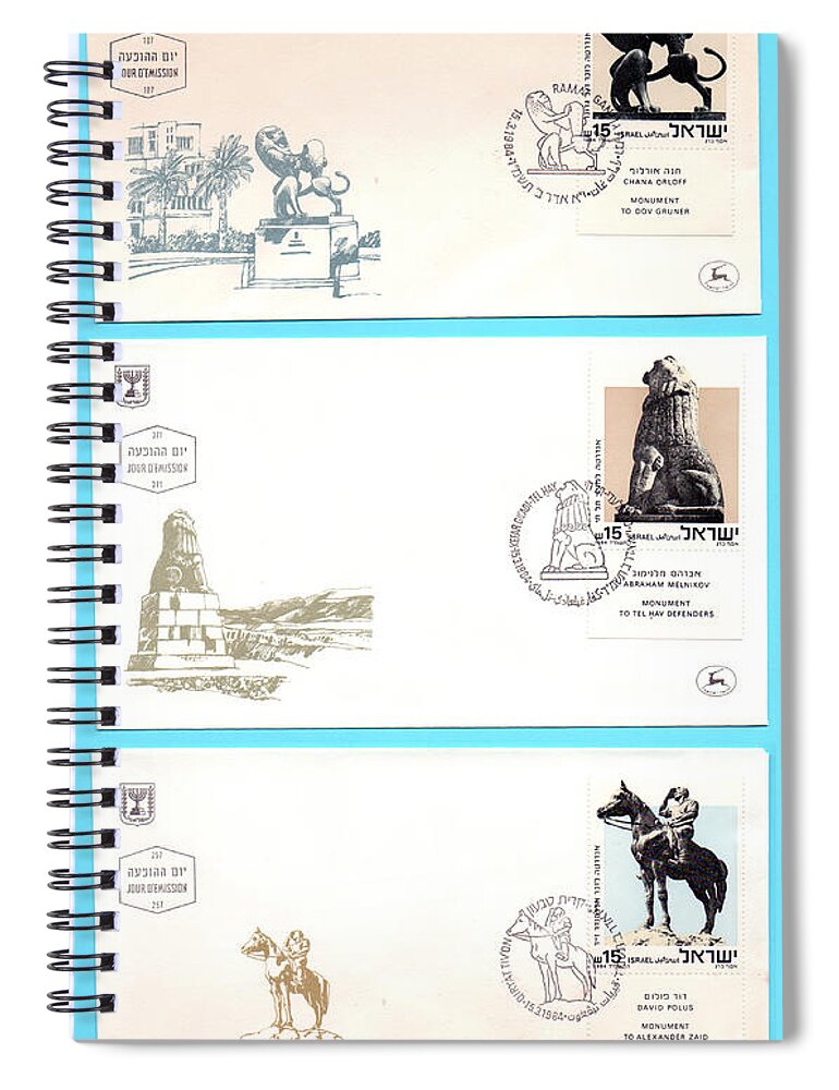 First Day Cover Spiral Notebook featuring the photograph 3 1984 Israeli First day covers by Ilan Rosen